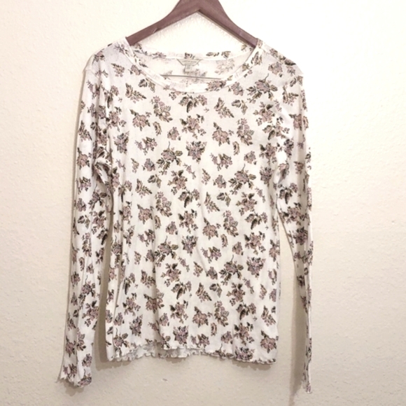 SLIGHTLY USED LUCKY BRAND LONG SLEEVE BOHO SHIRT FLORAL SIZE L THIN MATERIAL - Picture 1 of 10